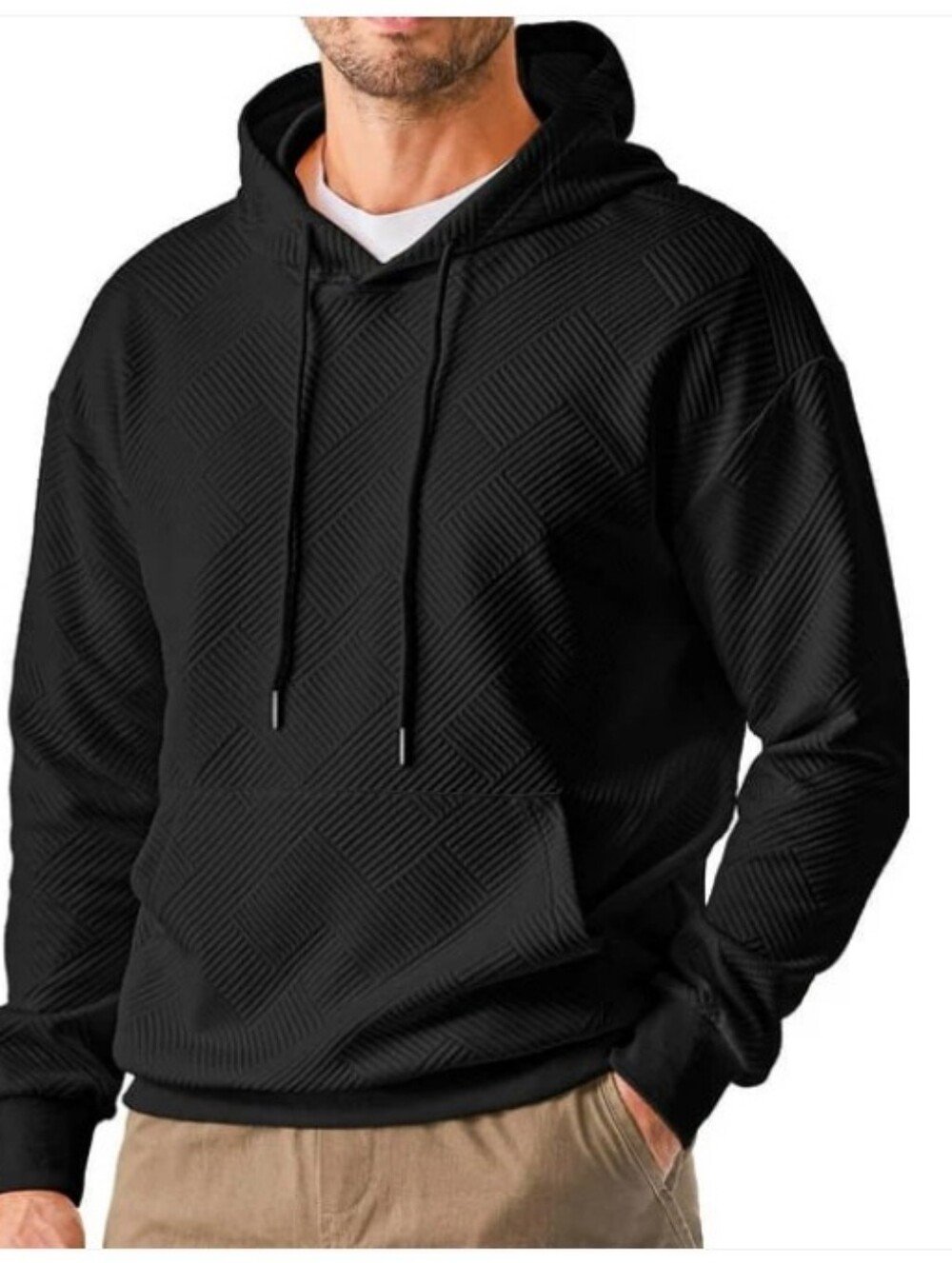 GENTS BLISS Black Long Sleeve Geometric Texture Hoodie Sweatshirts Size XL NWT